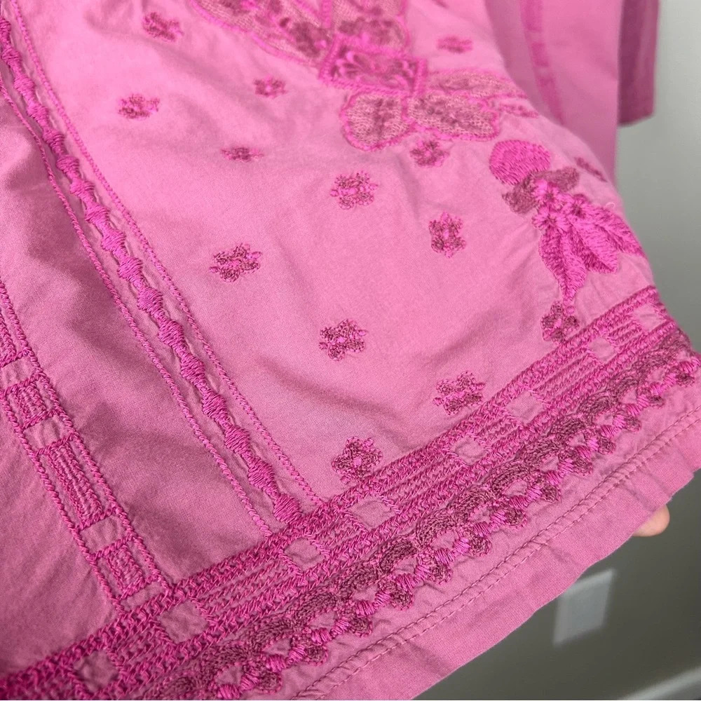 Soft Surrounding 20" sleeve embroidered pink top blouse tunic Sz L - Picture 5 of 8